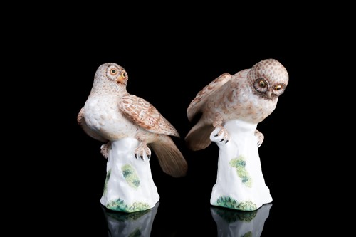 Lot 391 - A pair of Crown Staffordshire ceramic Hawk Owl...