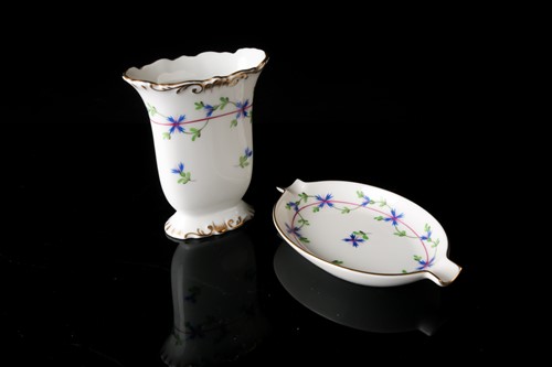 Lot 397 - Five pieces of hand-painted Herend porcelain,...