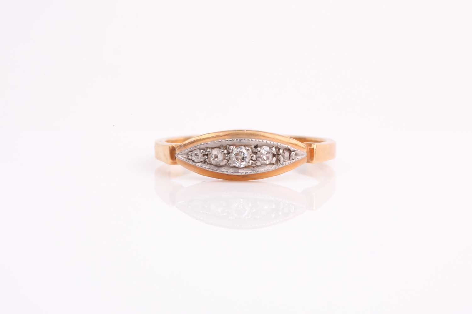 Lot 286 - A yellow metal and diamond ring, the...