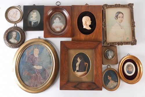 Lot 340 - A collection of assorted framed miniature...