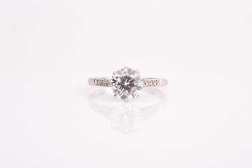 Lot 319 - A platinum and diamond solitaire ring, set...