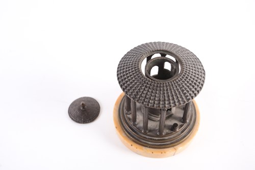 Lot 371 - A late 19th century Grand Tour bronze inkwell,...