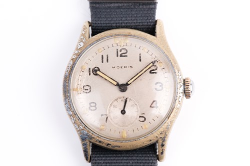 Lot 465 - A Moeris military mechanical wristwatch, the...