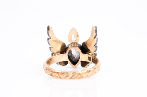 Lot 235 - An 18ct yellow gold, silver, and diamond ring,...