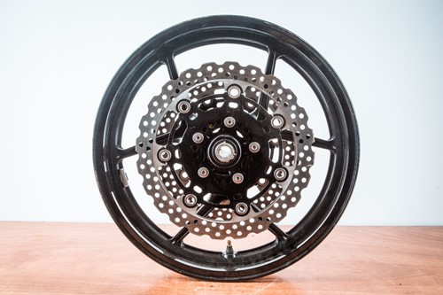 Lot 33 - An Ennei motorecycle alloy front wheel, fitted...