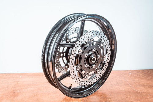 Lot 33 - An Ennei motorecycle alloy front wheel, fitted...