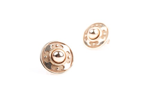 Lot 117 - A pair of 9ct yellow gold earrings, of round...