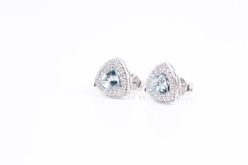 Lot 66 - A pair of 18ct white gold, diamond, and...