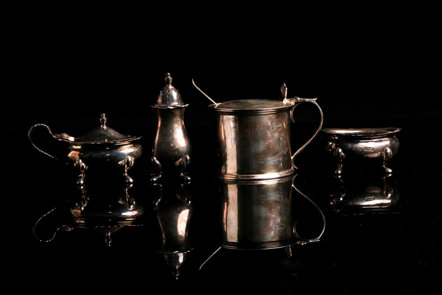 Lot 531 - Four assorted silver cruets, various dates and...