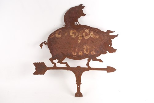 Lot 374 - A large wrought iron weather vane, modelled as...