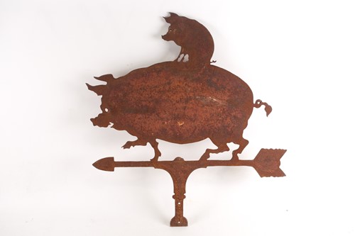 Lot 374 - A large wrought iron weather vane, modelled as...