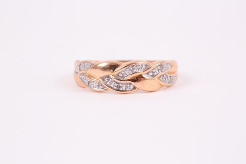 Lot 364 - A 18ct rose gold and diamond band ring, the...