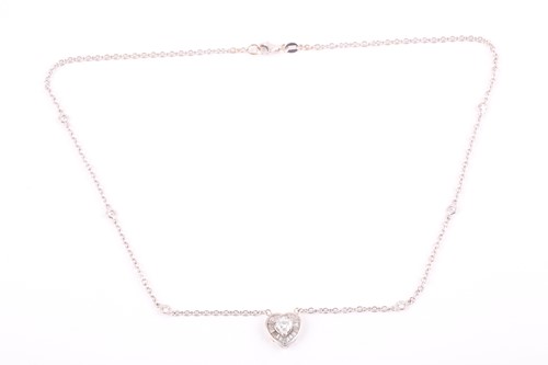 Lot 225 - An 18ct white gold and diamond necklace, the...