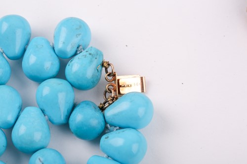 Lot 381 - A turquoise-coloured bead necklace, possibly...
