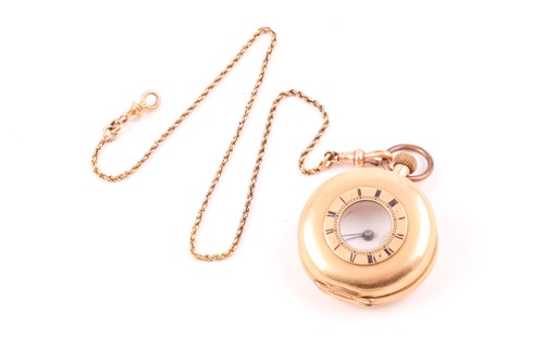 Lot 118 - A yellow metal cased pocket watch, with enamel...