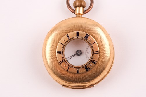 Lot 118 - A yellow metal cased pocket watch, with enamel...