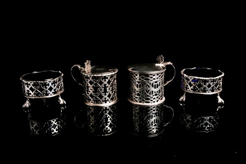 Lot 522 - A Victorian three-piece silver cruet set,...