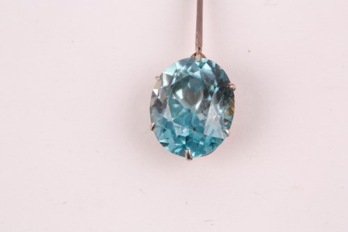 Lot 75 - An early 20th century blue zircon drop pendant...