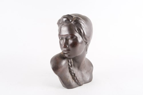 Lot 359 - A bronze bust of a southeast Asian lady,...