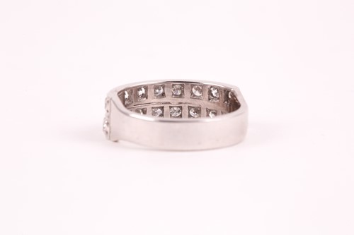 Lot 60 - A double band half eternity diamond ring, set...