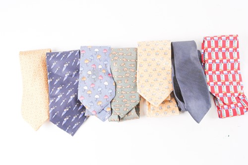 Lot 395 - Three Hermes silk ties, and four further silk...