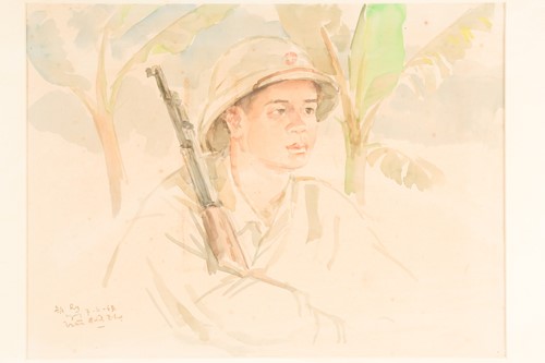 Lot 12 - Vietnam War artist, portrait of a North...