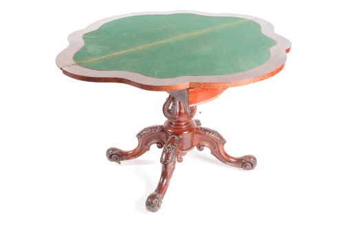Lot 256 - A Victorian walnut veneered card table, circa...