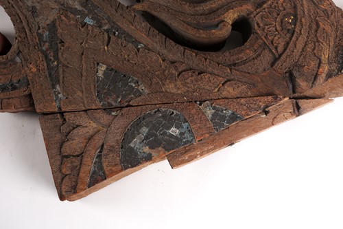 Lot 127 - A pair of painted wood Temple door supports,...