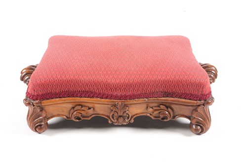 Lot 292 - A Victorian, carved walnut footstool of...
