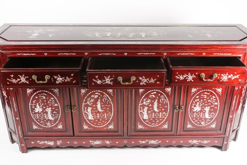 Lot 234 - A contemporary Chinese hardwood sideboard,...