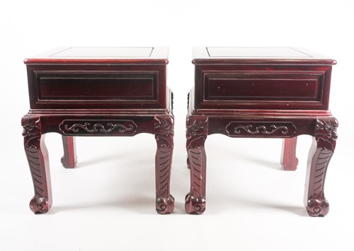 Lot 238 - A pair of contemporary Chinese hardwood and...