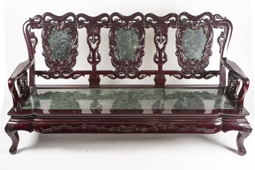 Lot 248 - A contemporary Chinese hardwood and marble...