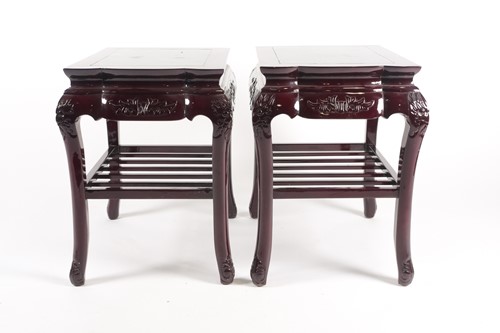 Lot 239 - A pair of contemporary Chinese hardwood side...
