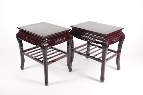 Lot 239 - A pair of contemporary Chinese hardwood side...
