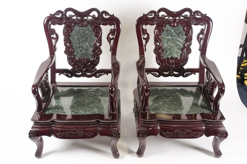 Lot 247 - A pair of contemporary Chinese hardwood...