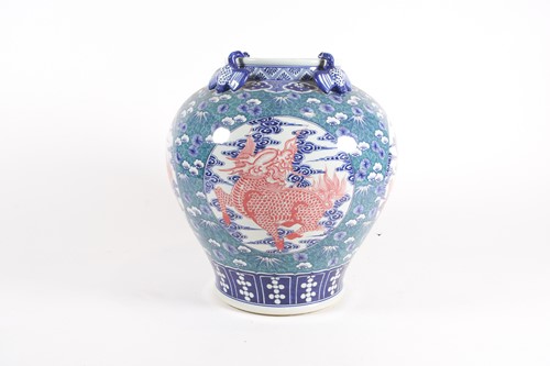 Lot 442 - A large, contemporary Chinese vase, of squat...