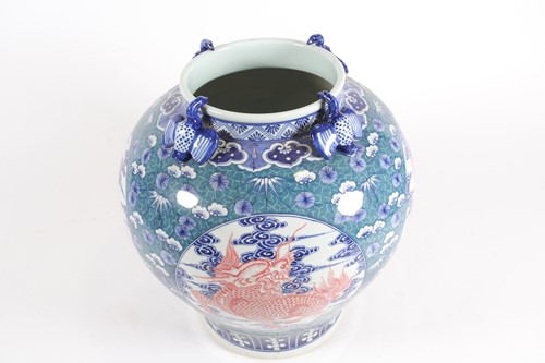 Lot 442 - A large, contemporary Chinese vase, of squat...