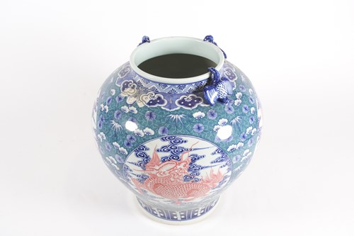 Lot 442 - A large, contemporary Chinese vase, of squat...