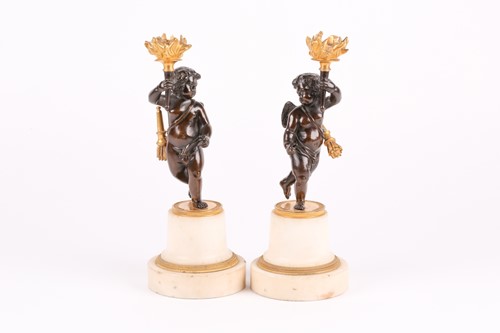Lot 364 - A pair of 19th century patinated bronze and...