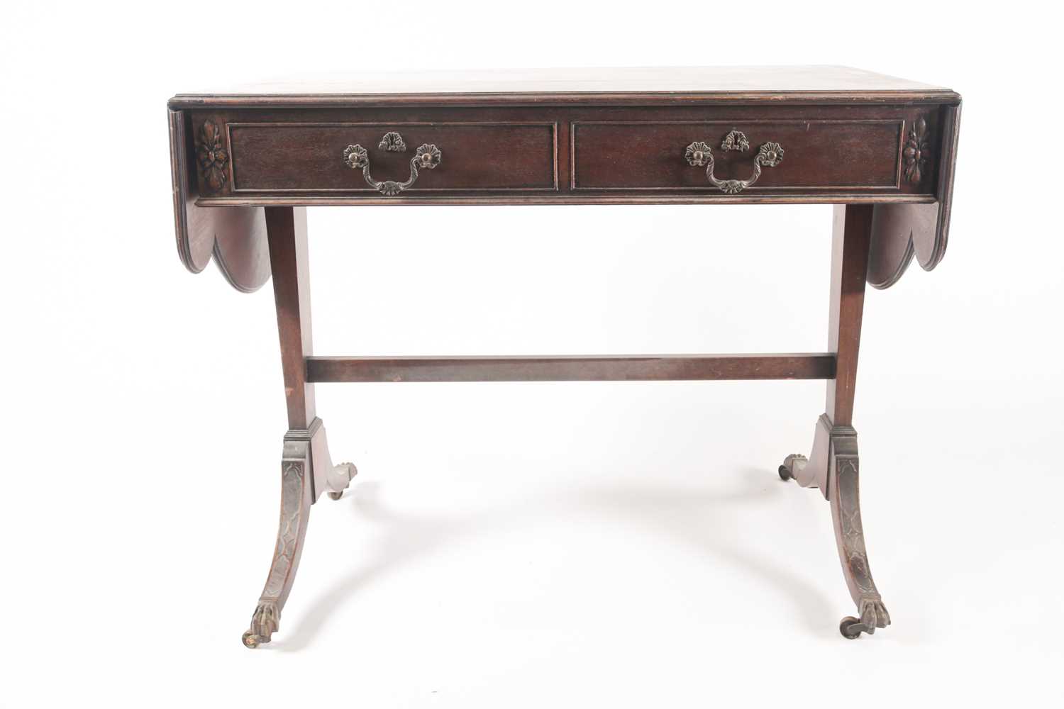 Lot 295 - A George III style, mahogany two flap sofa...