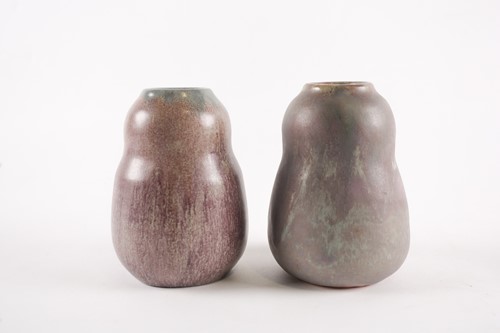 Lot 455 - A pair of 1920s Upchurch pottery double gourd...