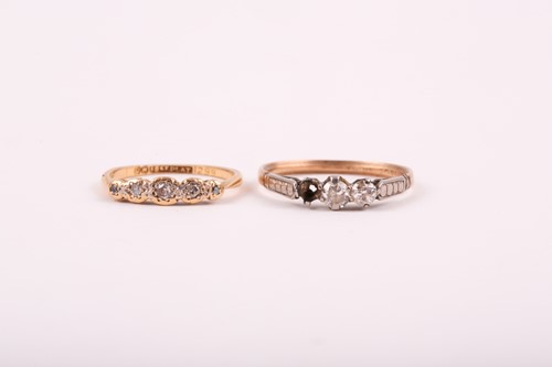 Lot 206 - A five stone half hoop diamond ring, the...
