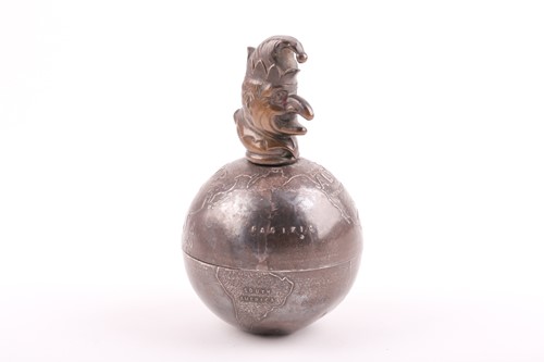 Lot 595 - A novelty silver plated Mr Punch paper weight;...