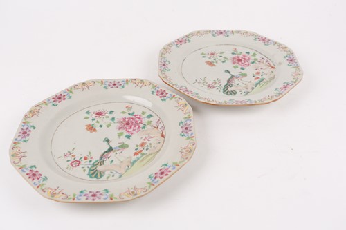 Lot 150 - A pair of Chinese famille rose octagonal...