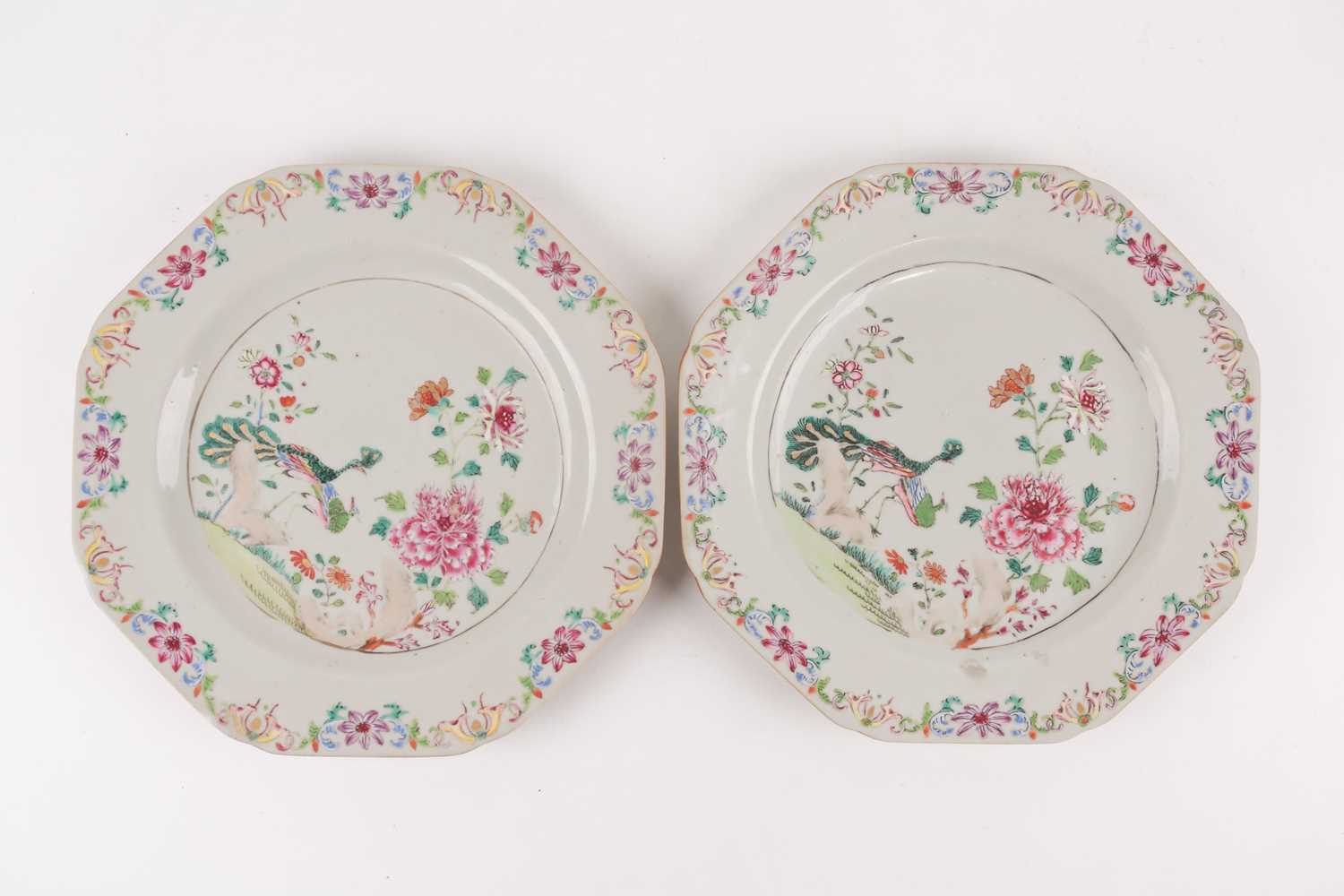 Lot 150 - A pair of Chinese famille rose octagonal...
