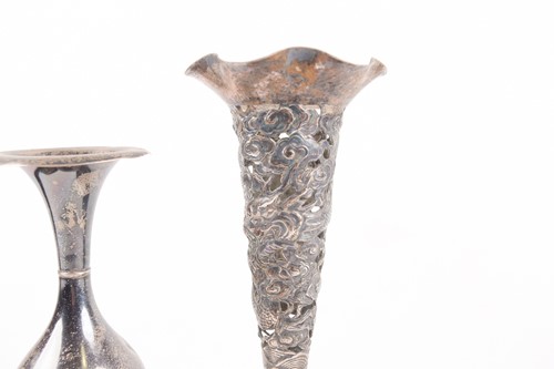 Lot 152 - A pair of Chinese silver pierced solifleur...