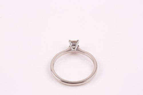 Lot 281 - A single stone diamond ring, the princess cut...