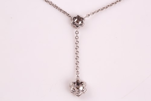 Lot 133 - An Italian diamond double cluster pendant, the...
