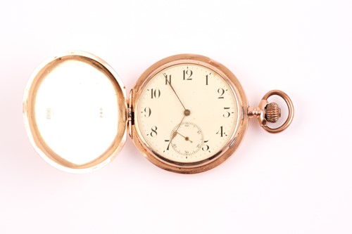 Lot 79 - A Swiss hunting cased pocket watch, white...