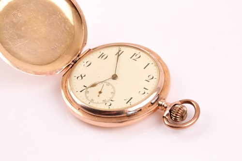 Lot 79 - A Swiss hunting cased pocket watch, white...